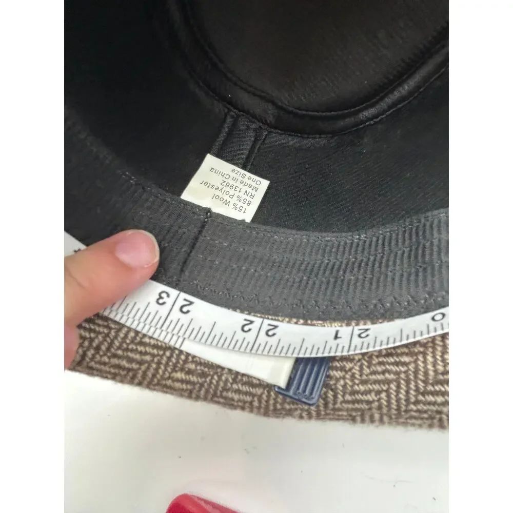 Isaac Shalom Vintage 90s Herringbone Fedora Hat Unisex One Size 23